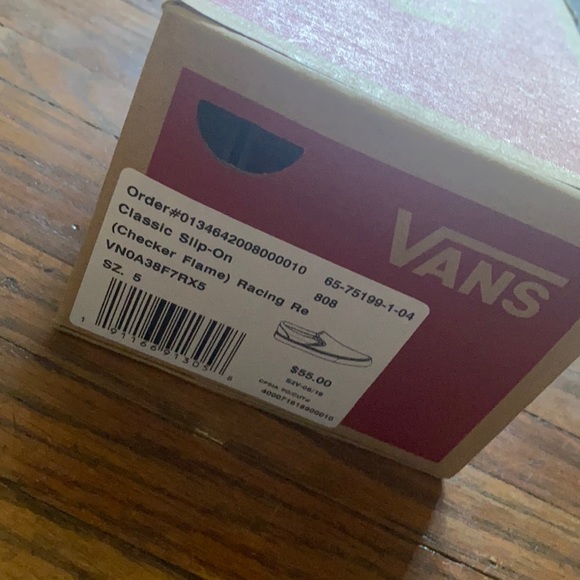 Vans size 5 men 6.5 women slip on red black white - Picture 2 of 7